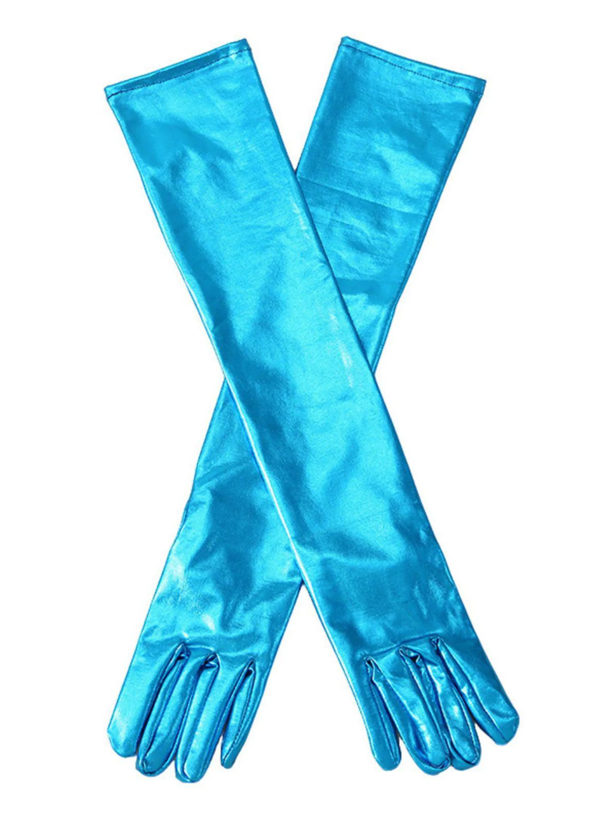 Patent Leather Solid Full Finger Gloves - Image 9