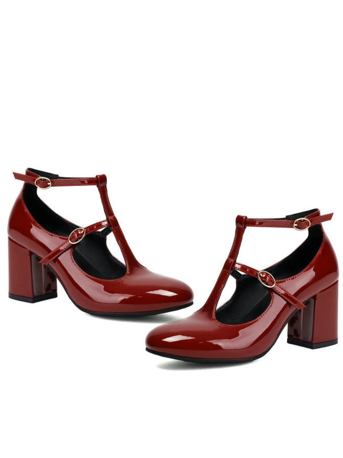 Patent T-Strap High Heel Pumps - Image 2