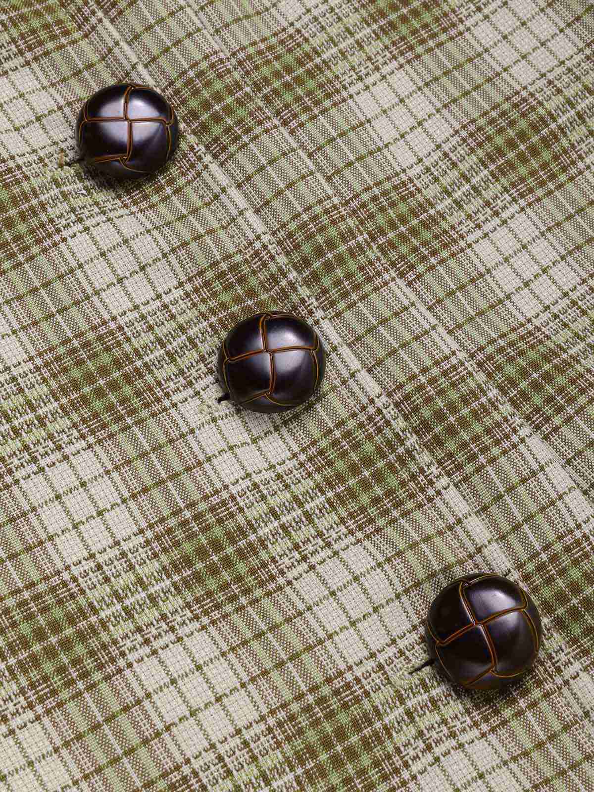 Pea Green 1960s Lapel Buttoned Tartan Dress - Image 7