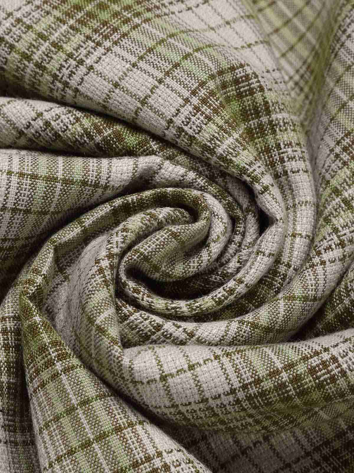 Pea Green 1960s Lapel Buttoned Tartan Dress - Image 8
