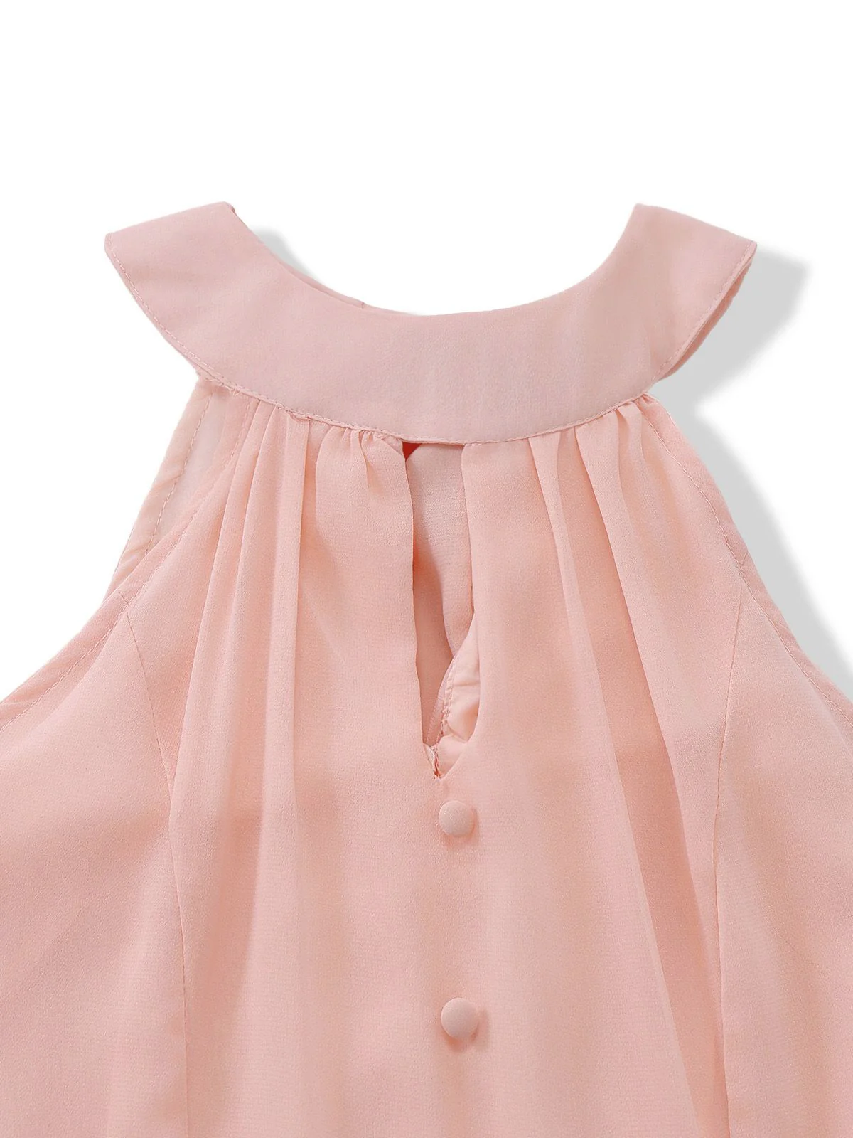 Peach 1940s Halter Cutout Button-Front Maxi Dress - Image 4