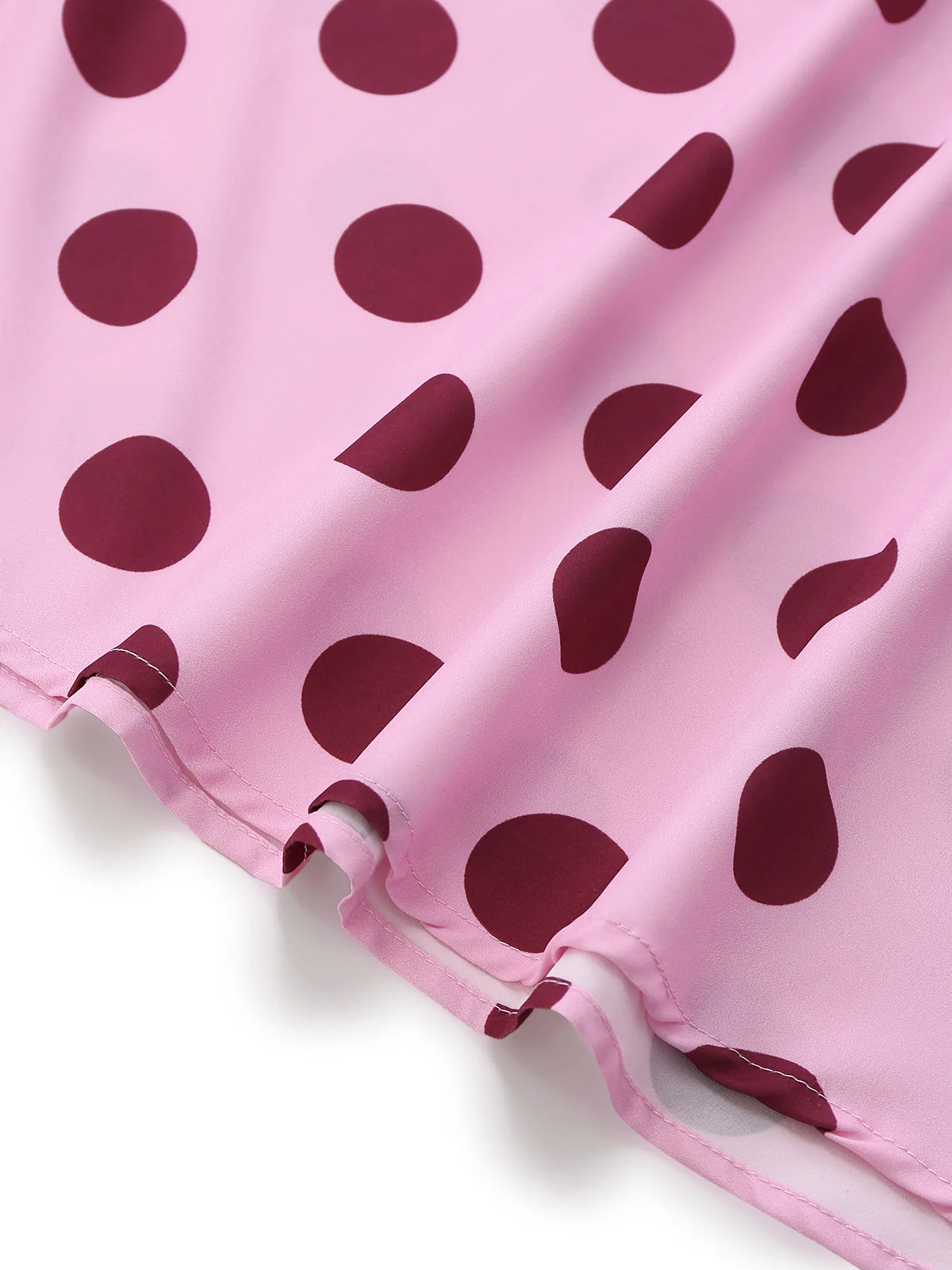 Peach Pink 1930s Polka Dot V-Neck Halter Midi Dress - Image 4