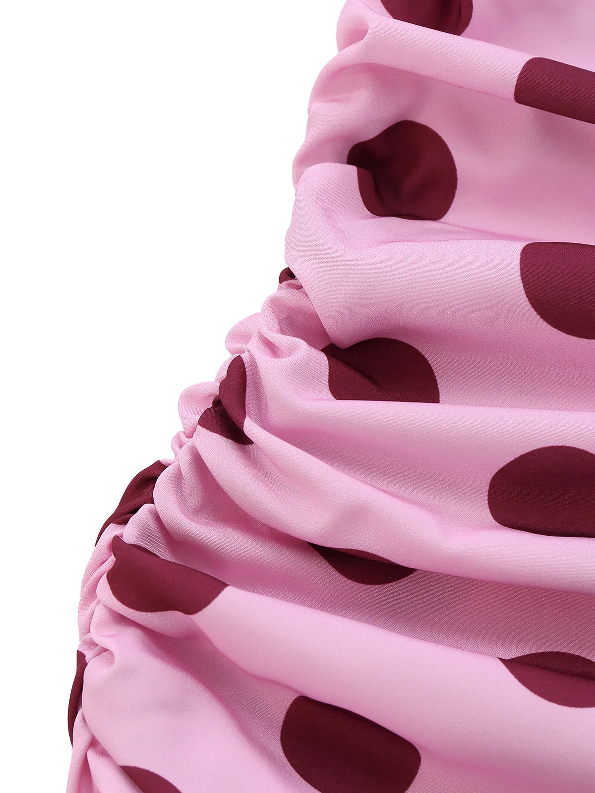Peach Pink 1930s Polka Dot V-Neck Halter Midi Dress - Image 5