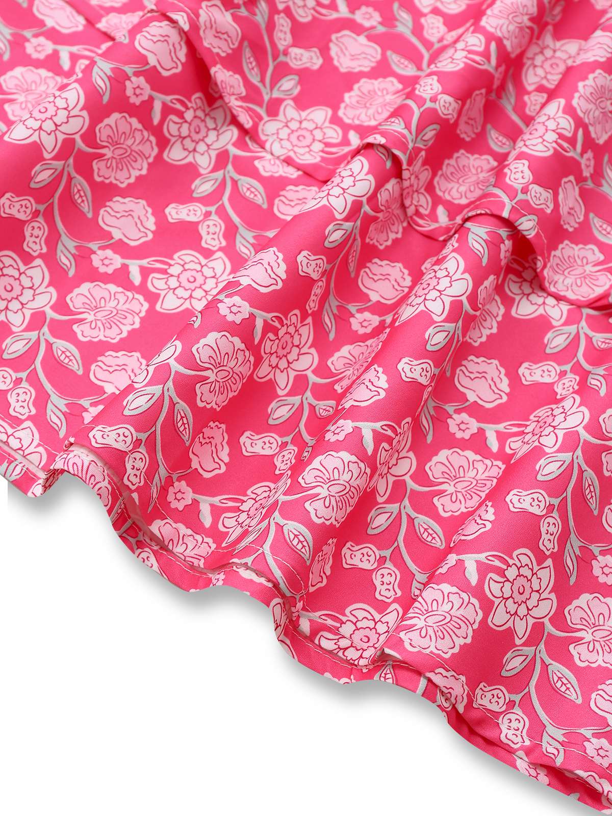 Peach Pink 1960s Smocked Floral Halter Dress - Image 4