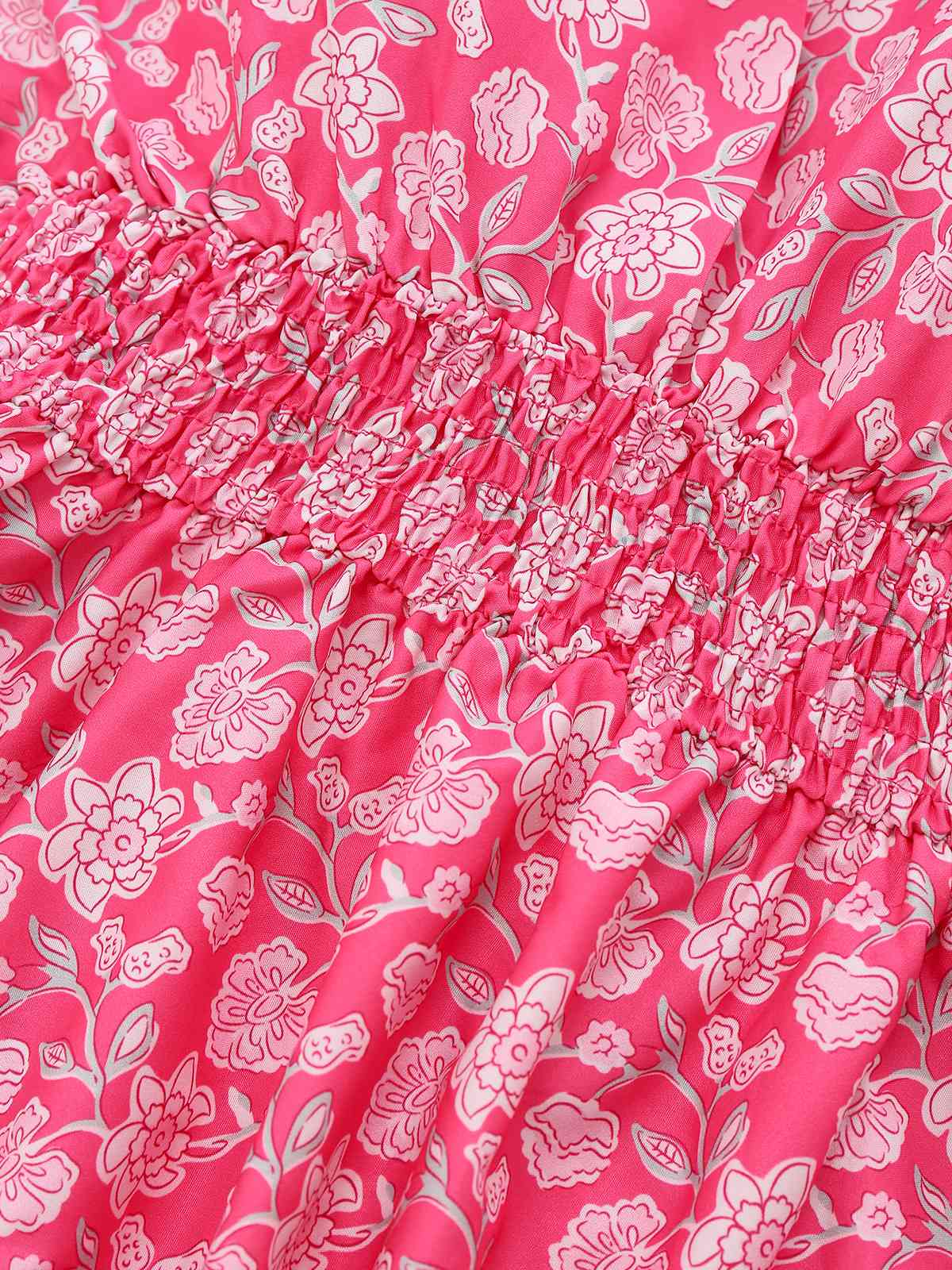 Peach Pink 1960s Smocked Floral Halter Dress - Image 5