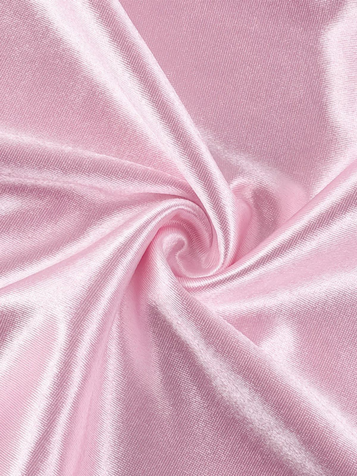 Peach Pink 1980s Solid Ribbon Tie Surplice Satin Dress - Image 8