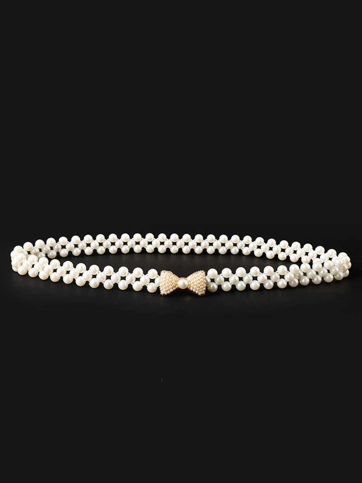 Pearl Beaded Braided Stretch Belt - Image 2