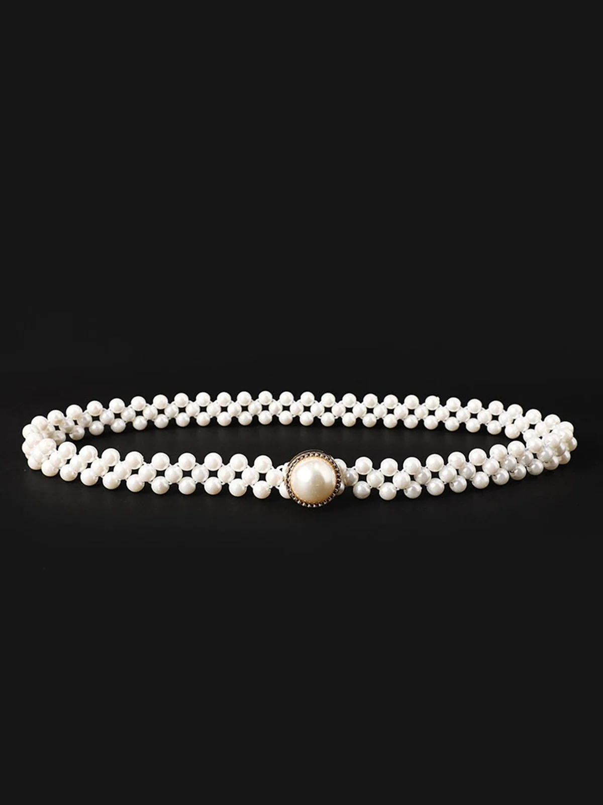 Pearl Beaded Braided Stretch Belt - Image 3