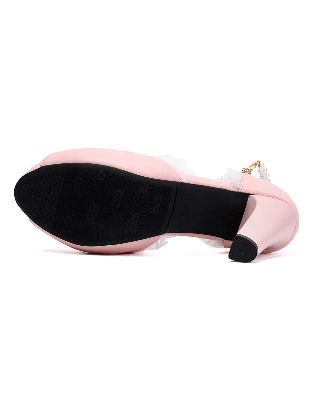 Pearl Bow Lace Peep Toe High Heels Sandals - Image 6