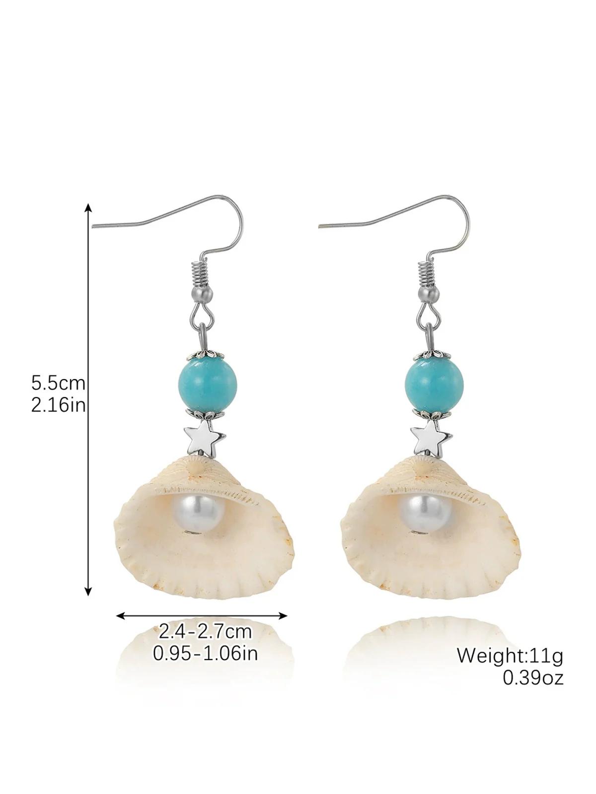 Pearl Mermaid Tail Seashell Dangle Earrings - Image 5