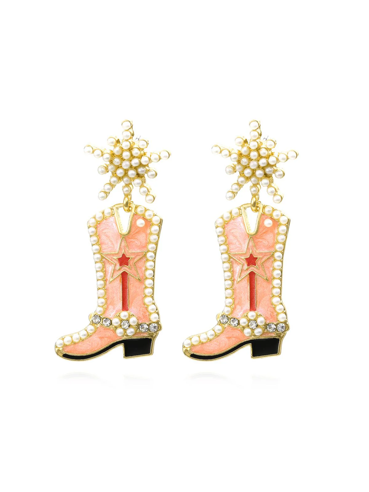 Pearl Star Cowboy Boot Earrings - Image 3