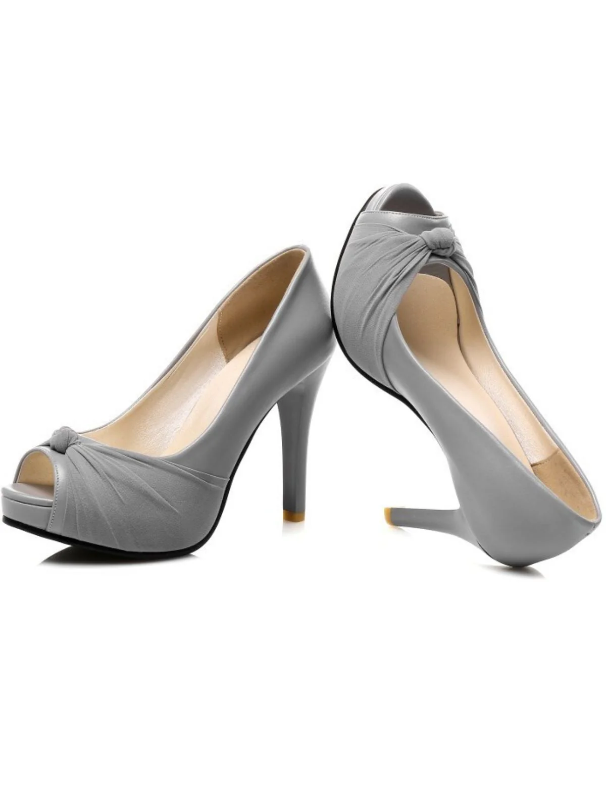 Peep Toe Knot Stiletto High Heels - Image 2