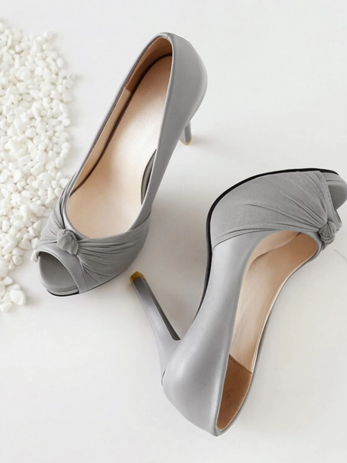 Peep Toe Knot Stiletto High Heels - Image 5