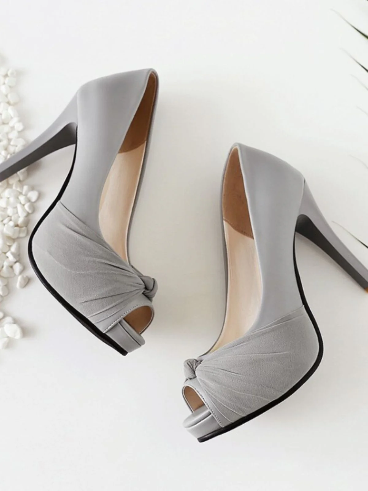 Peep Toe Knot Stiletto High Heels - Image 6