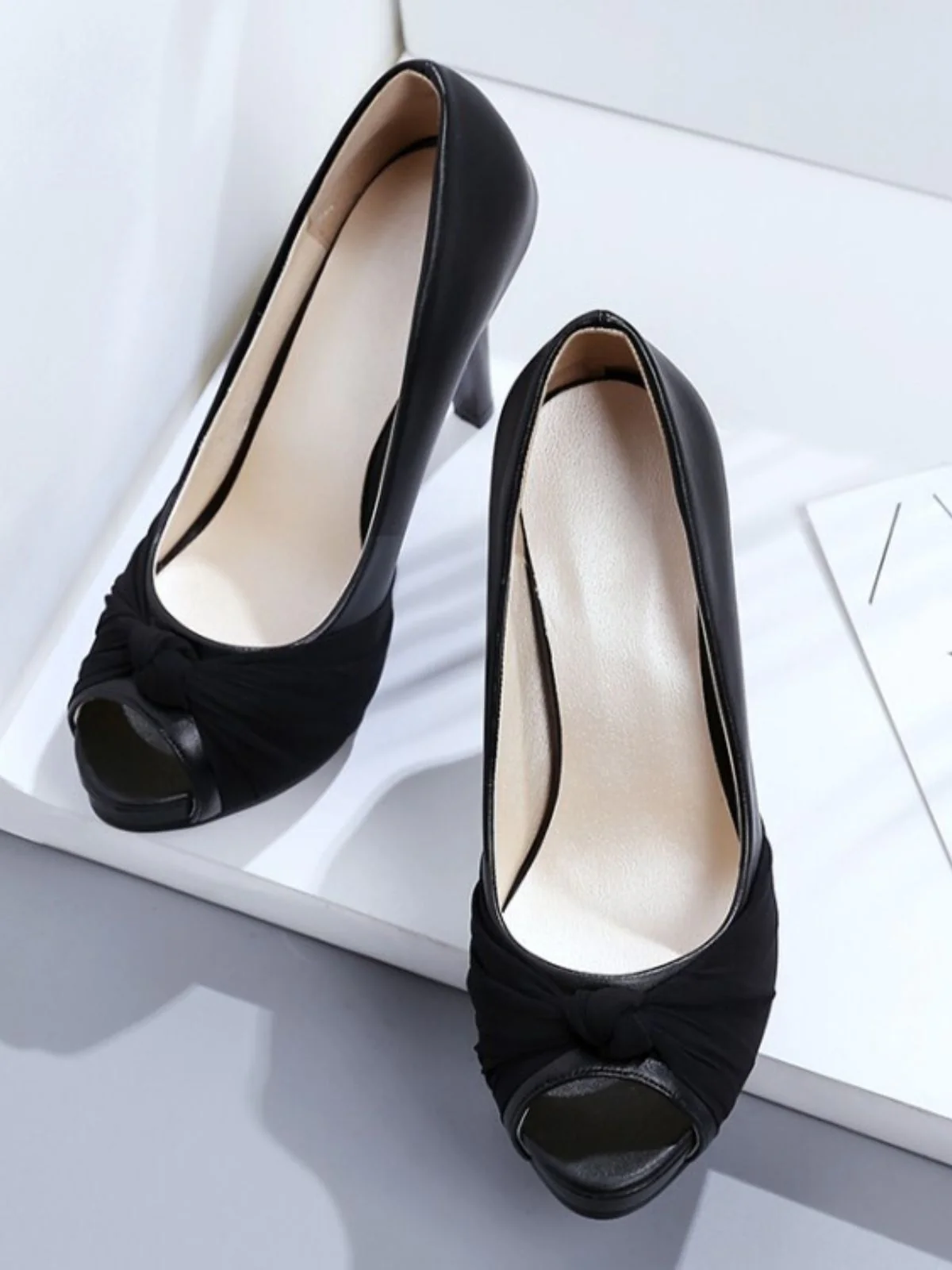 Peep Toe Knot Stiletto High Heels - Image 9