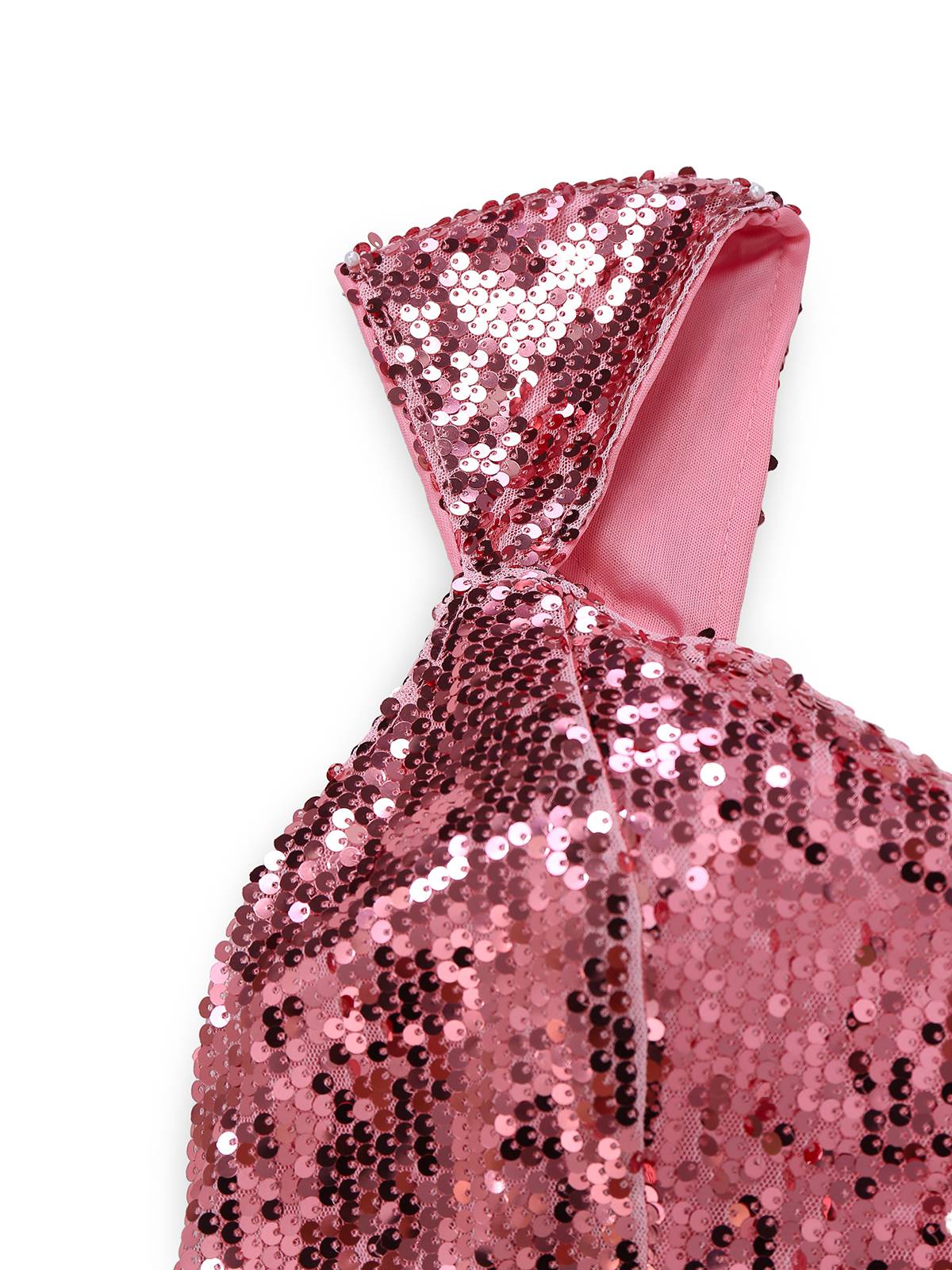 Pink 1920s Sequin Cap-Sleeve High Slit Maxi Dress - Image 4