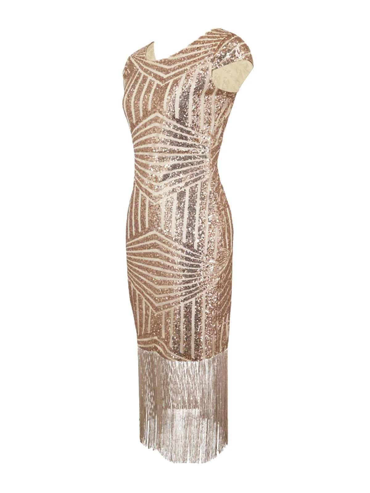 Pink 1920s Sequin Fringed Dress - Image 6