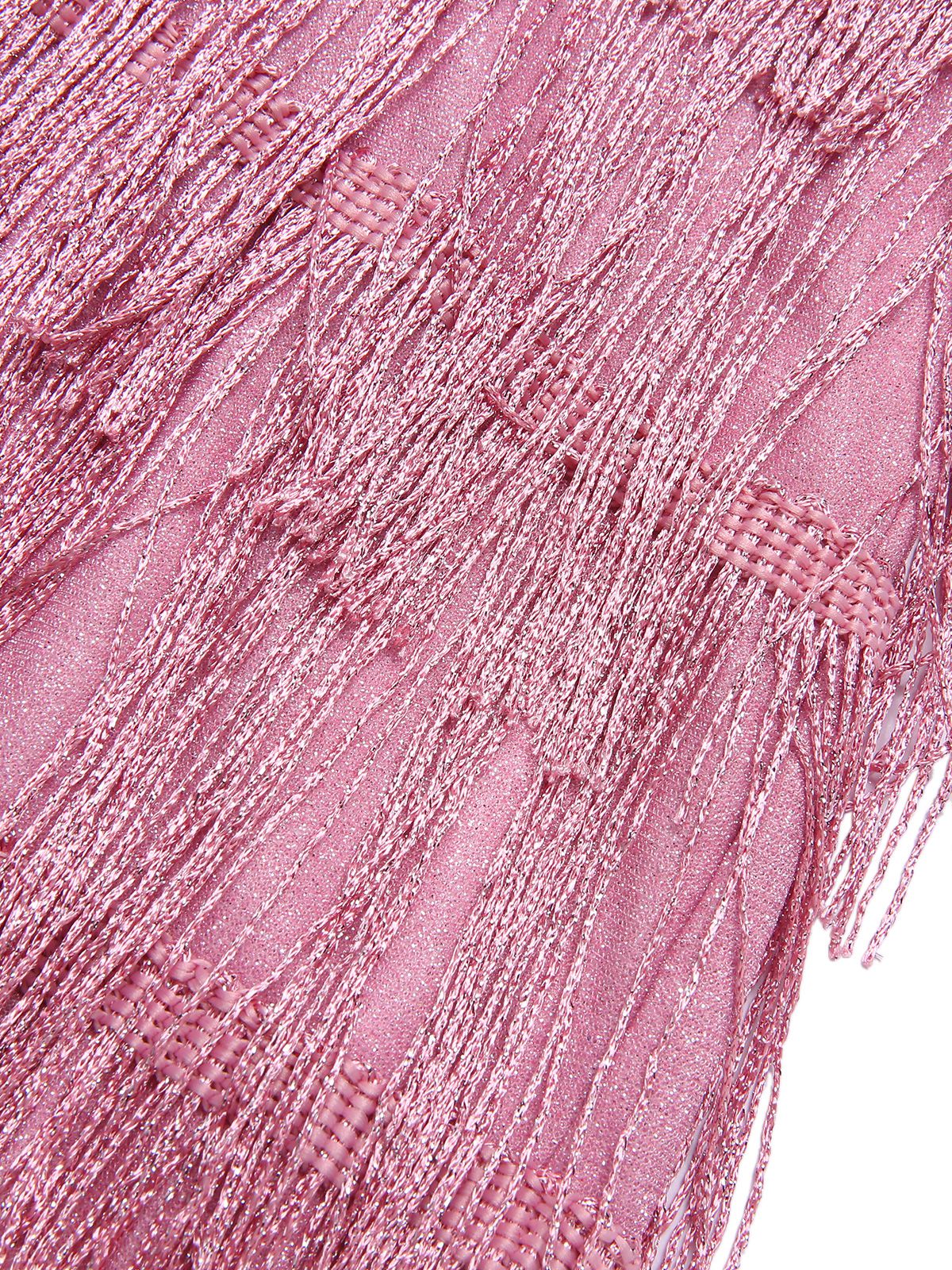 Pink 1920s Spaghetti Strap V-Neck Fringe Dress - Image 5