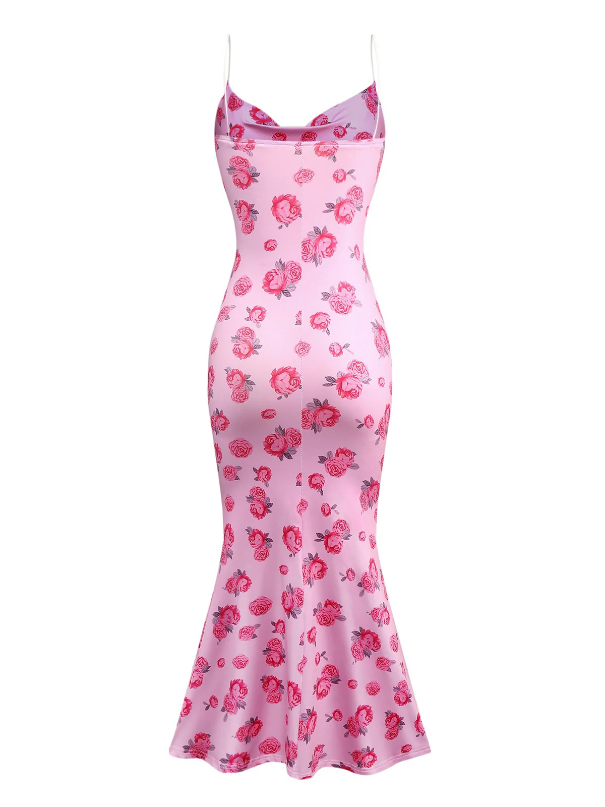 Pink 1930s Rose Cowl Neck Fishtail Dress - Image 2