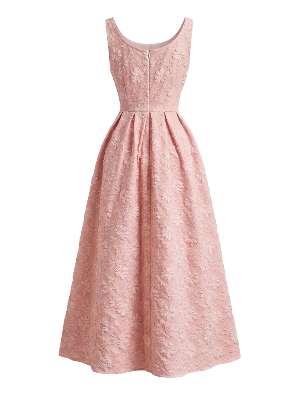 Pink 1930s Floral Jacquard Sleeveless Maxi Dress - Image 6
