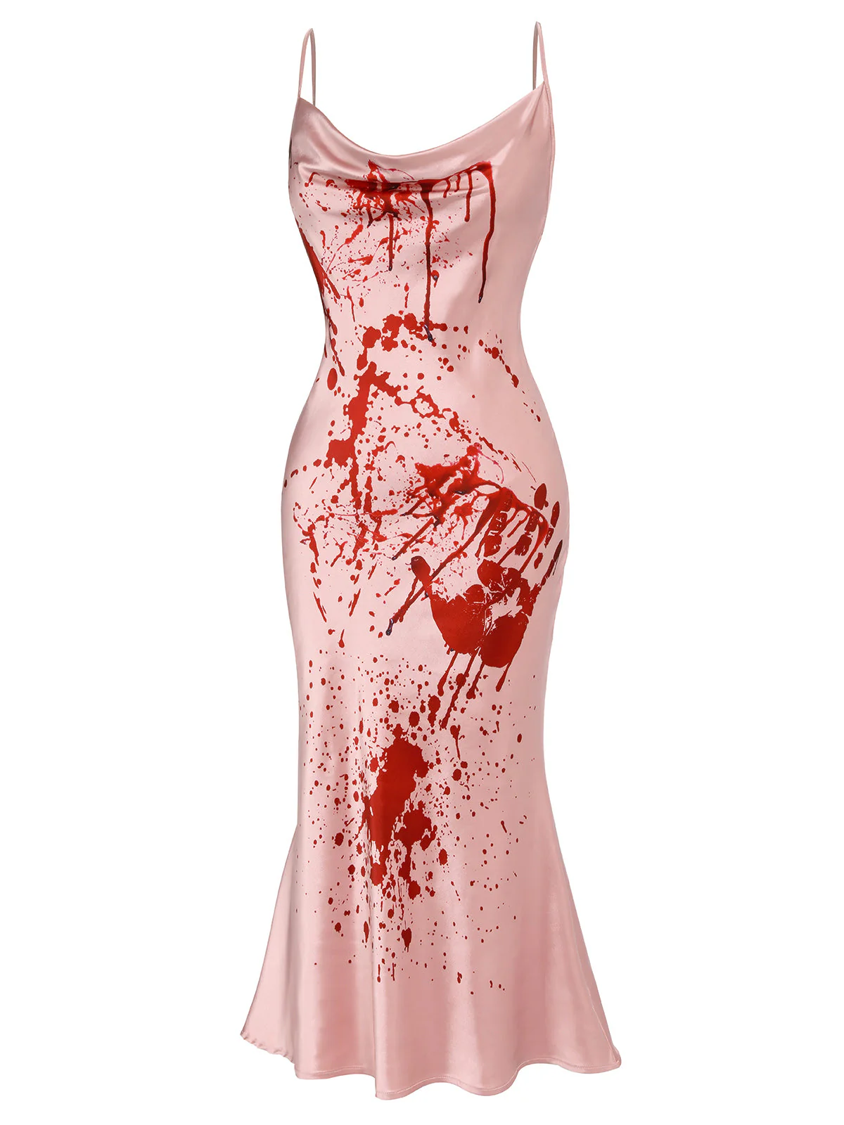 Pink 1930s Halloween Blood Fishtail Dress - Image 5