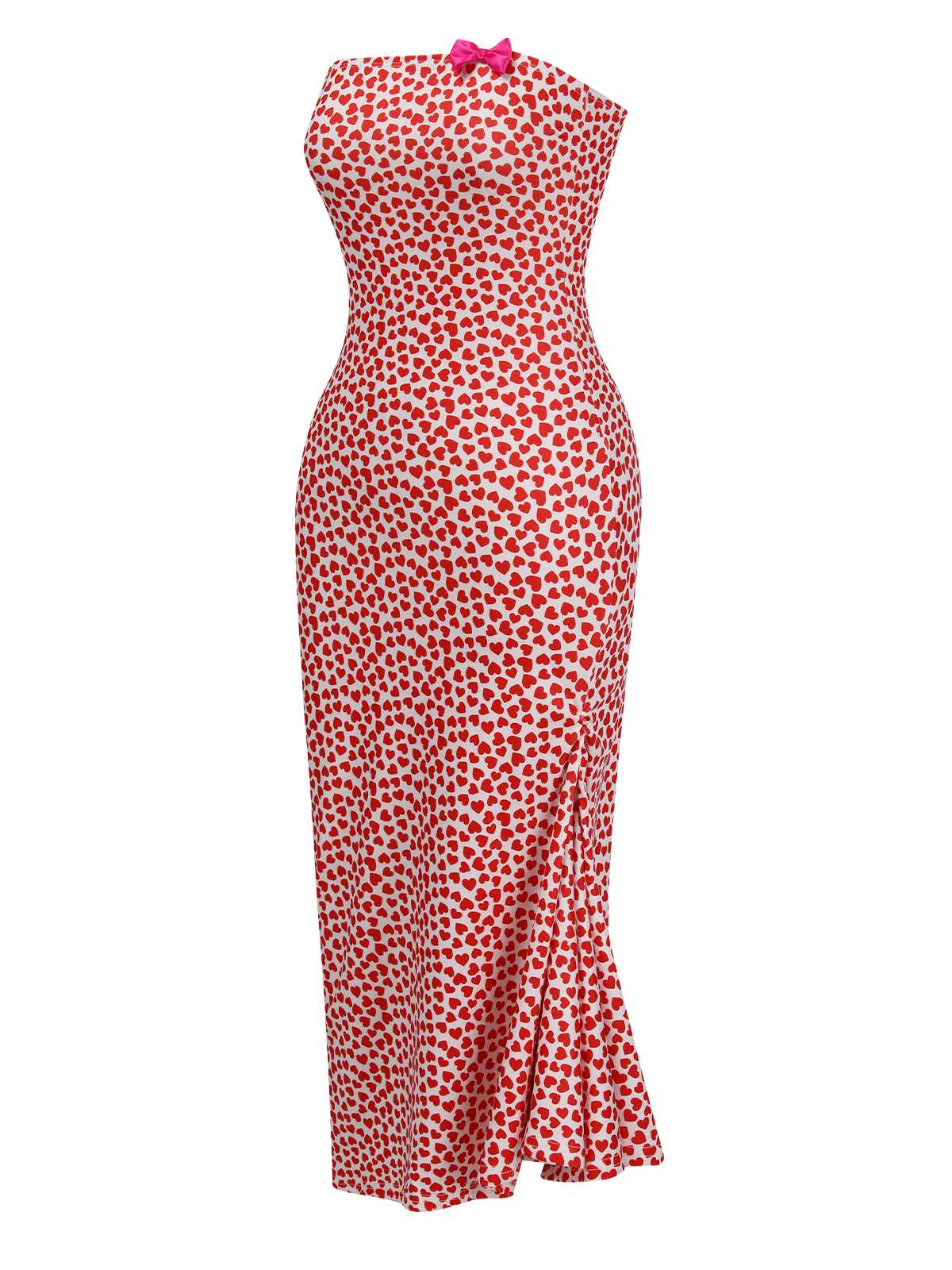 Pink 1930s Heart Bow Fishtail Dress - Image 2