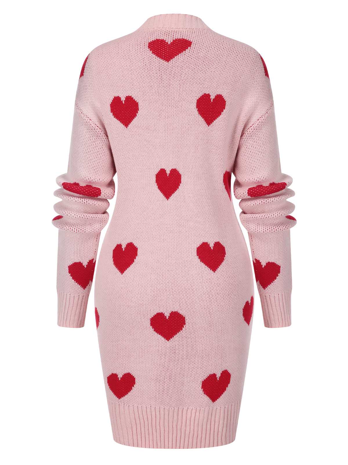 Pink 1930s Heart Long Knitted Cardigan - Image 3