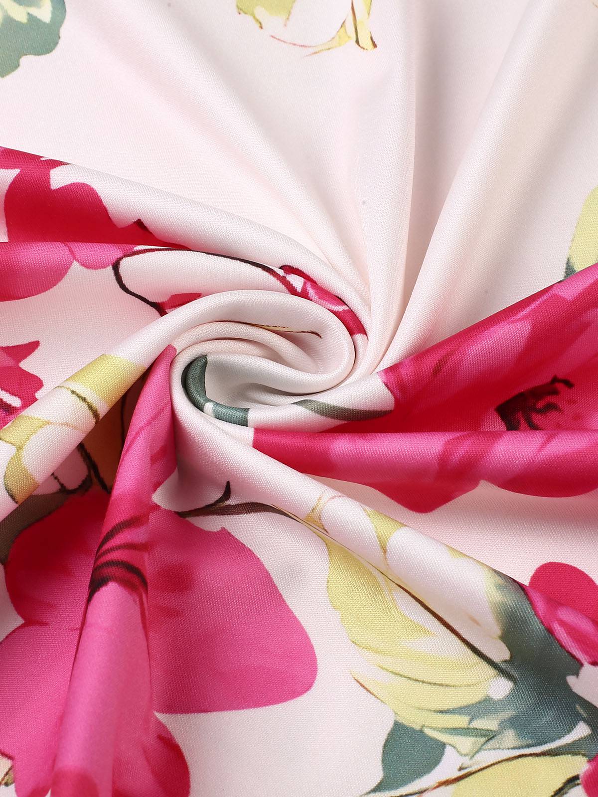 Pink 1930s Off-Shoulder Floral Mermaid Dress - Image 4