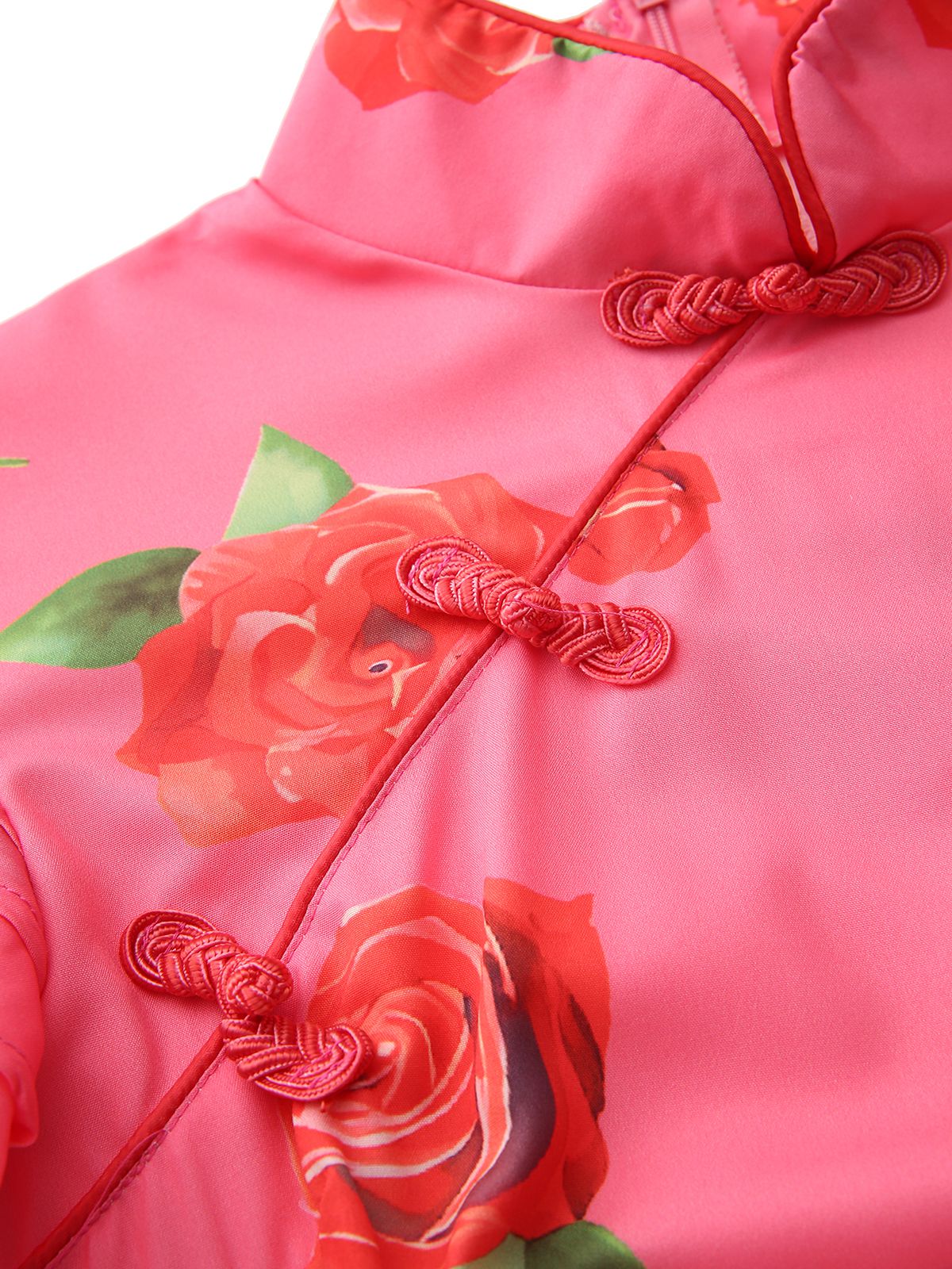 Pink 1930s Rose Ruffle-Sleeve High-Neck Maxi Dress - Image 4
