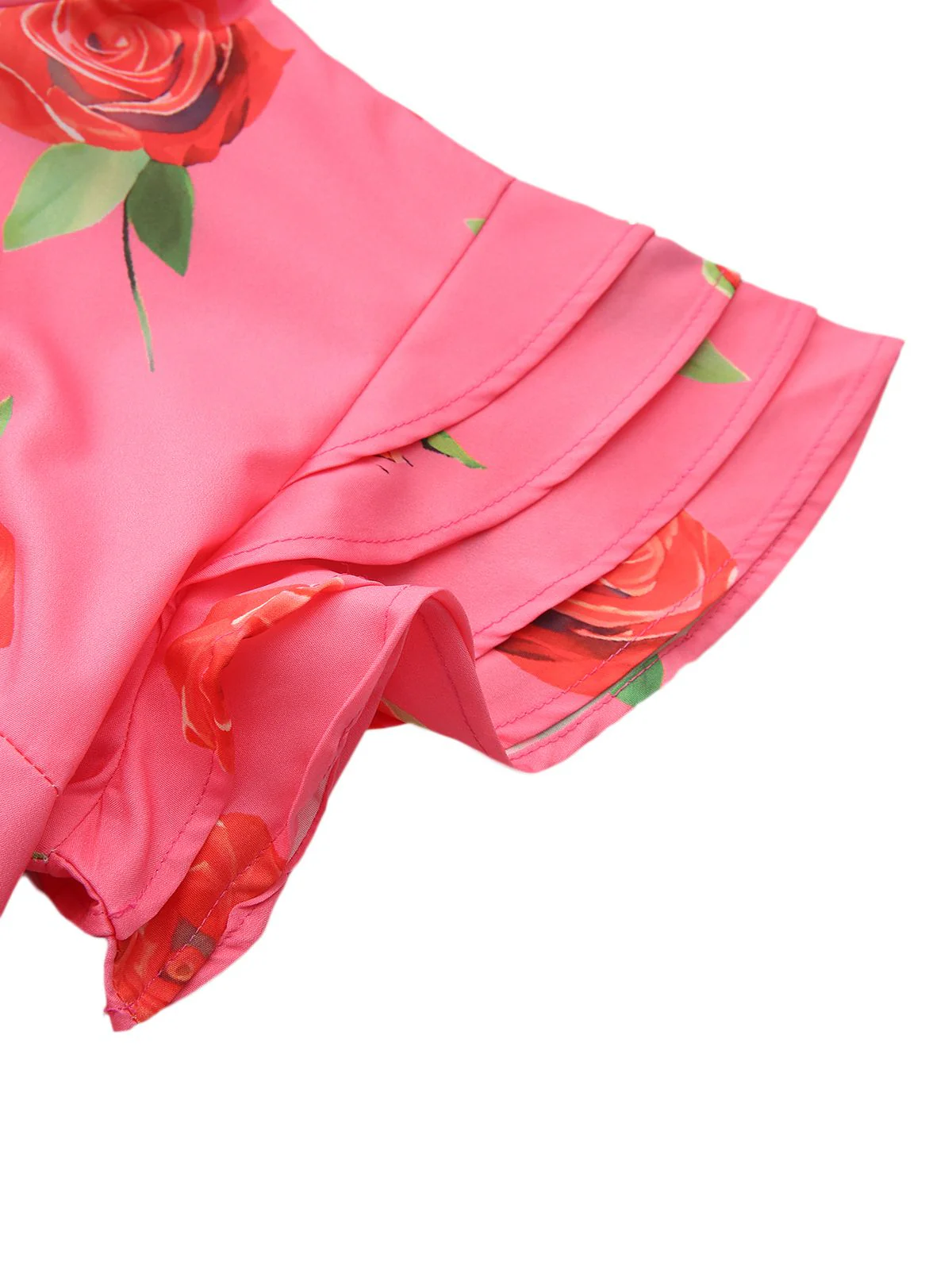 Pink 1930s Rose Ruffle-Sleeve High-Neck Maxi Dress - Image 5