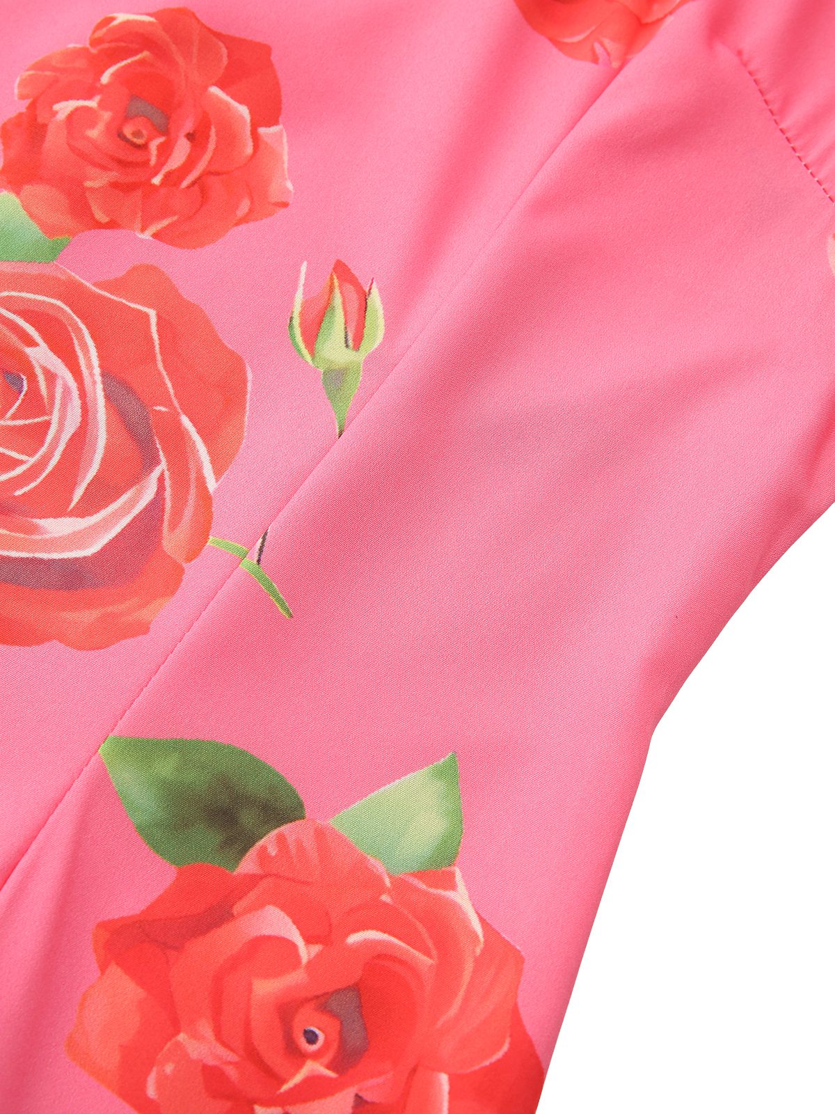 Pink 1930s Rose Ruffle-Sleeve High-Neck Maxi Dress - Image 6