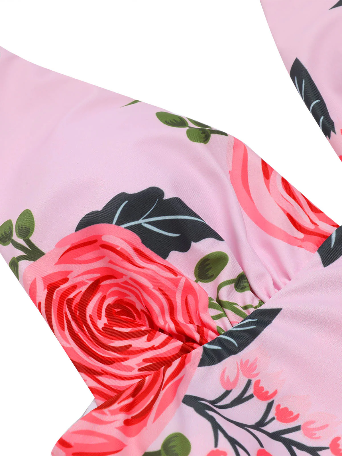 Pink 1930s Roses Halter Belt Swimsuit - Image 5