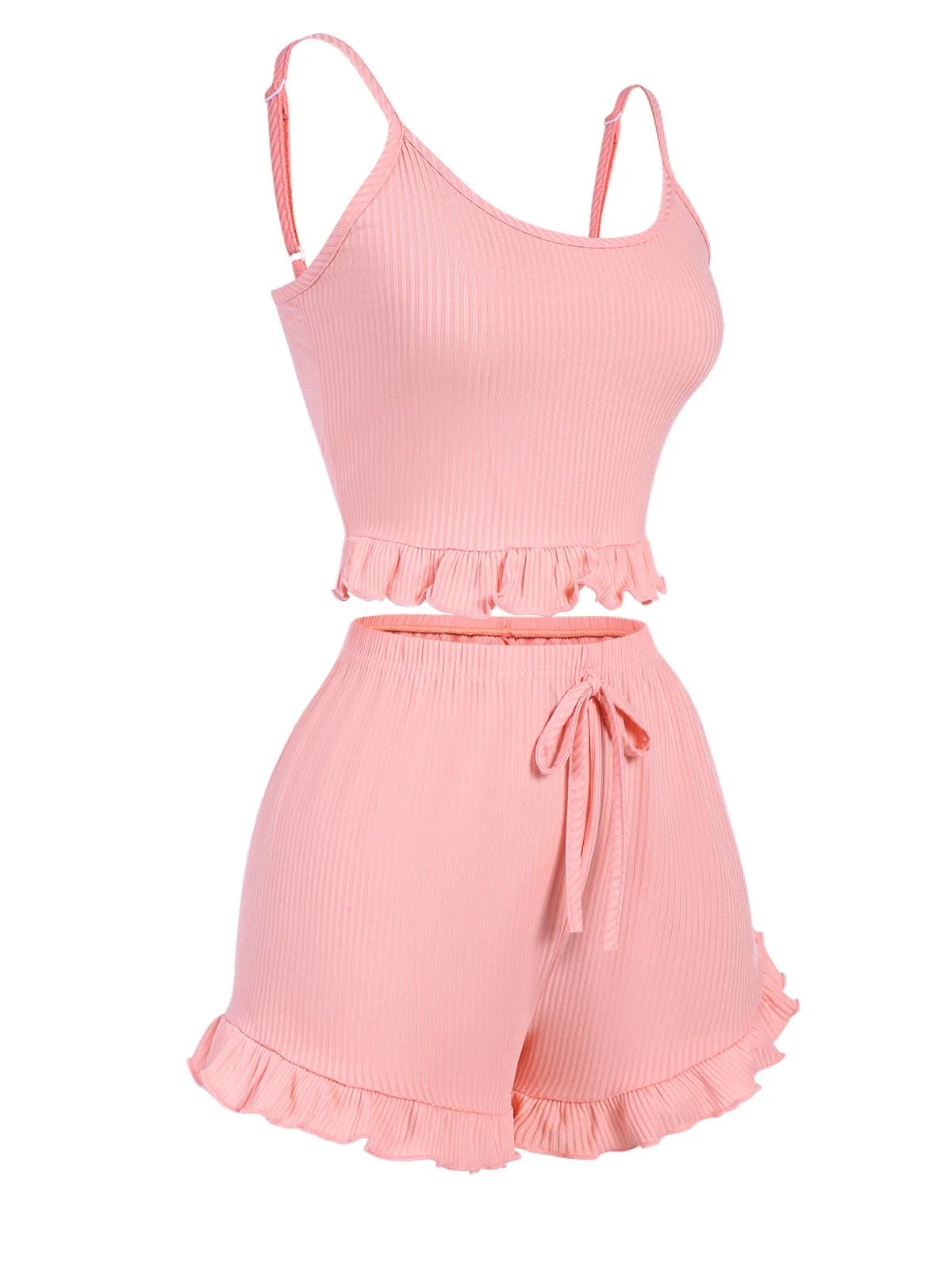 Pink 1930s Scoop Spaghetti Straps Sleepwear Set - Image 2