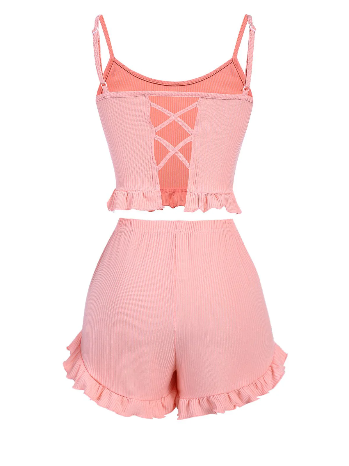 Pink 1930s Scoop Spaghetti Straps Sleepwear Set - Image 3