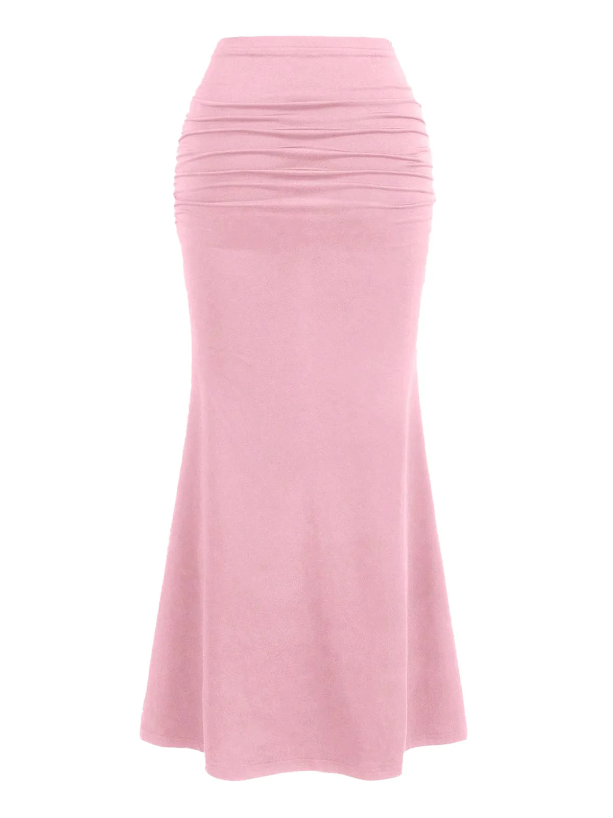 Pink 1930s Solid Wrinkles Fishtail Skirt - Image 2