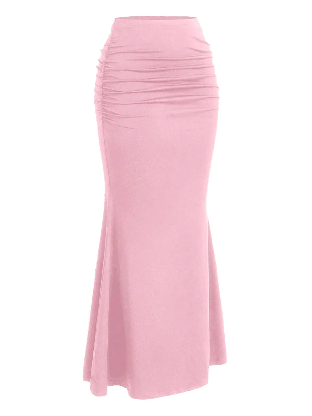 Pink 1930s Solid Wrinkles Fishtail Skirt - Image 3