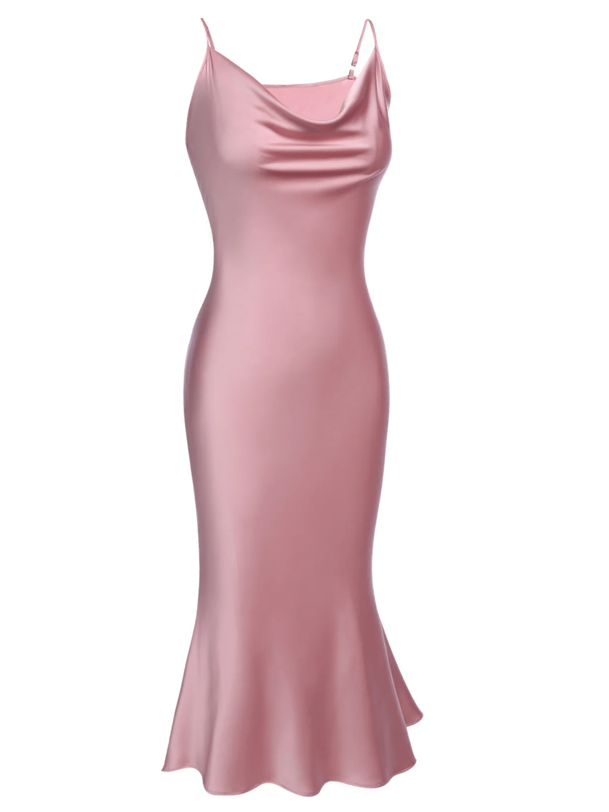 Pink 1930s Spaghetti Strap Fishtail Dress - Image 2