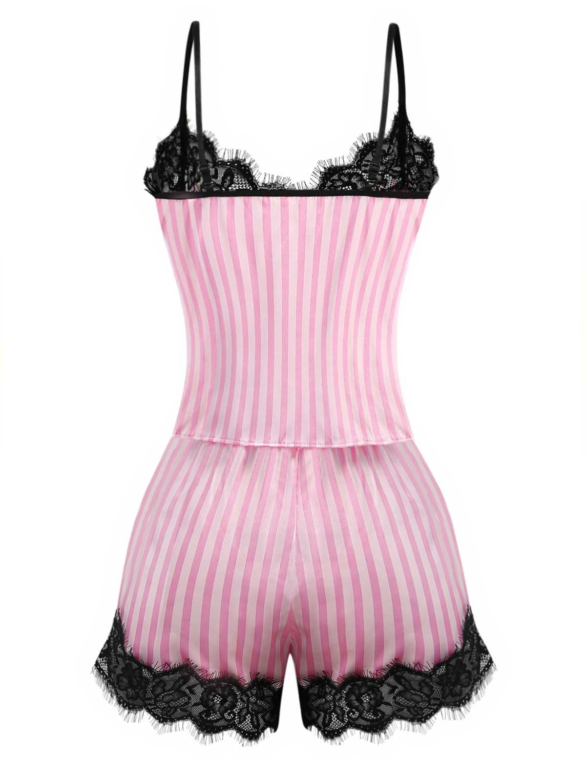 Pink 1930s Strap Strips Lace Pajama Set - Image 2