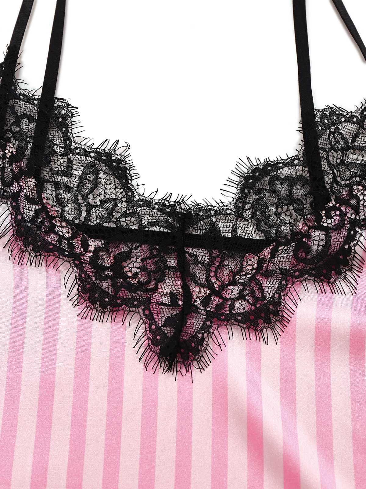 Pink 1930s Strap Strips Lace Pajama Set - Image 3