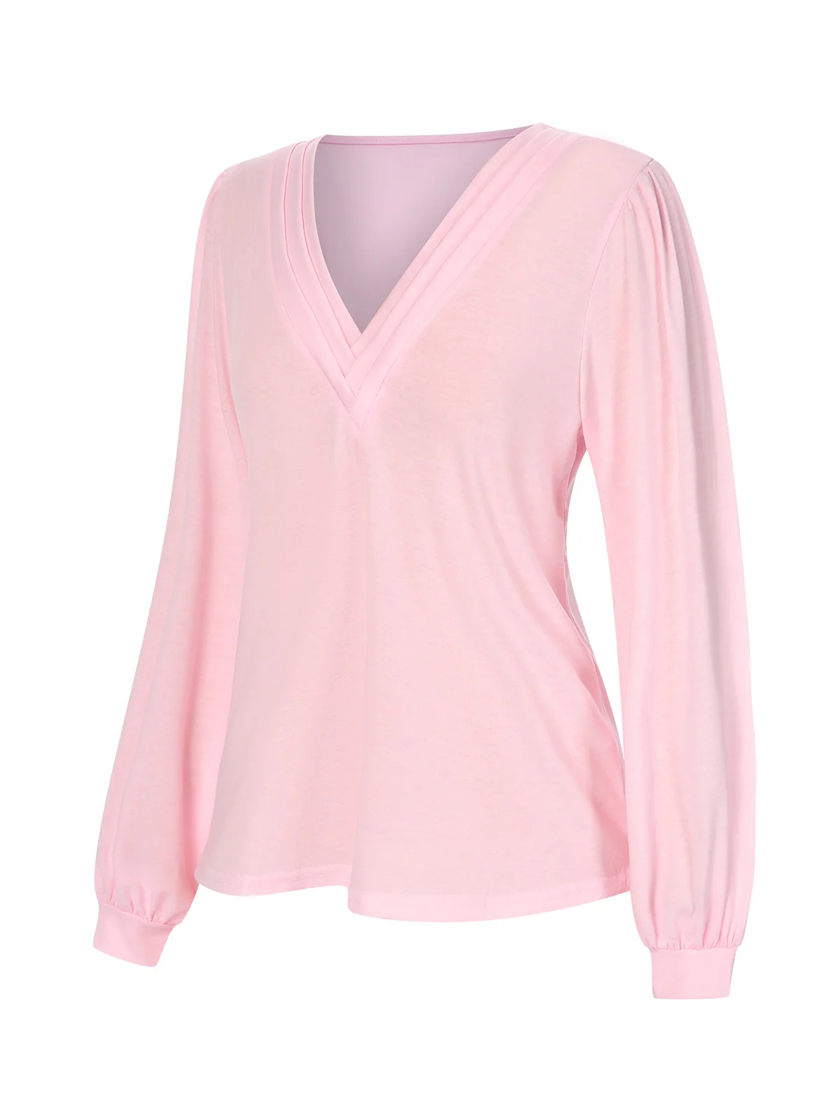Pink 1930s V-Neck Lantern Sleeve Top - Image 3