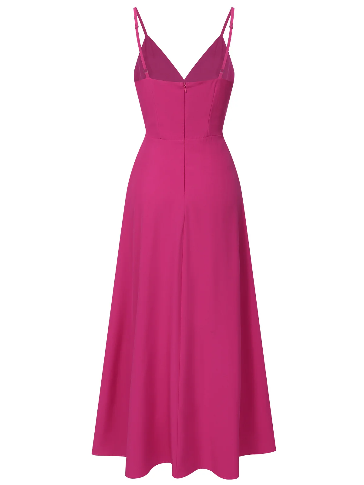 Pink 1930s V-Neck Ruffled Irregular Slit Dress - Image 3