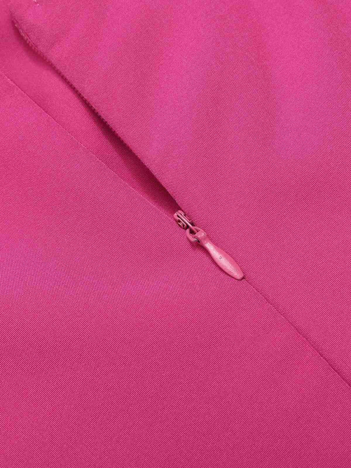 Pink 1930s V-Neck Ruffled Irregular Slit Dress - Image 5