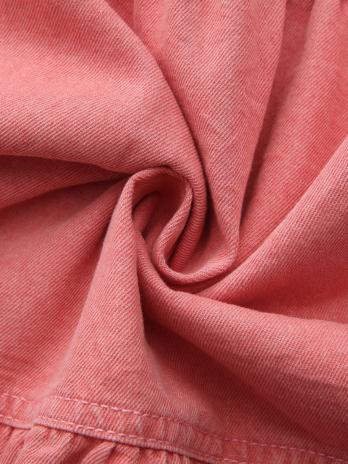 Pink 1940s Denim Button-Down Tiered Maxi Skirt - Image 6