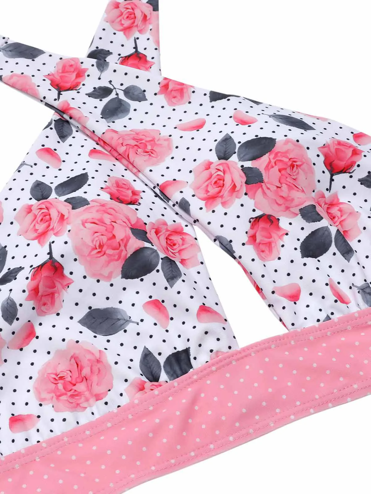 Green 1940s Floral Cross Halter Swimsuit - Image 9