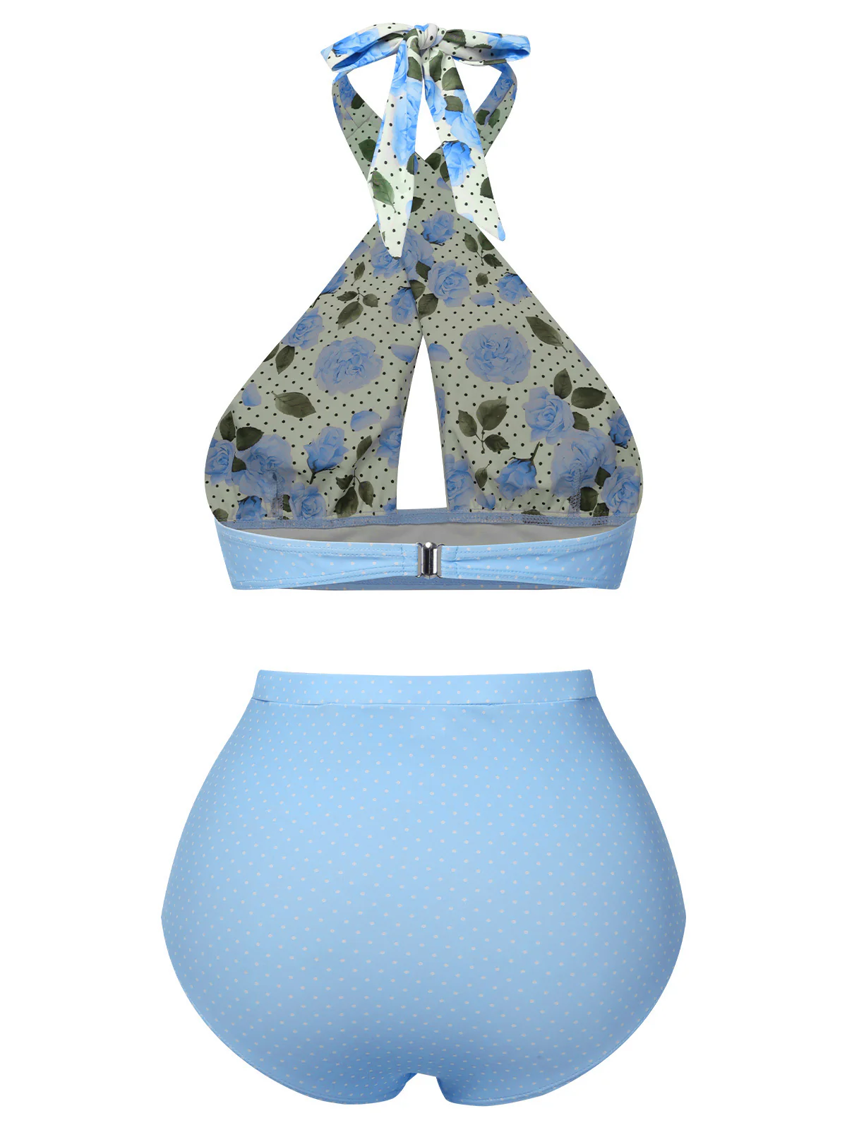 Green 1940s Floral Cross Halter Swimsuit - Image 4