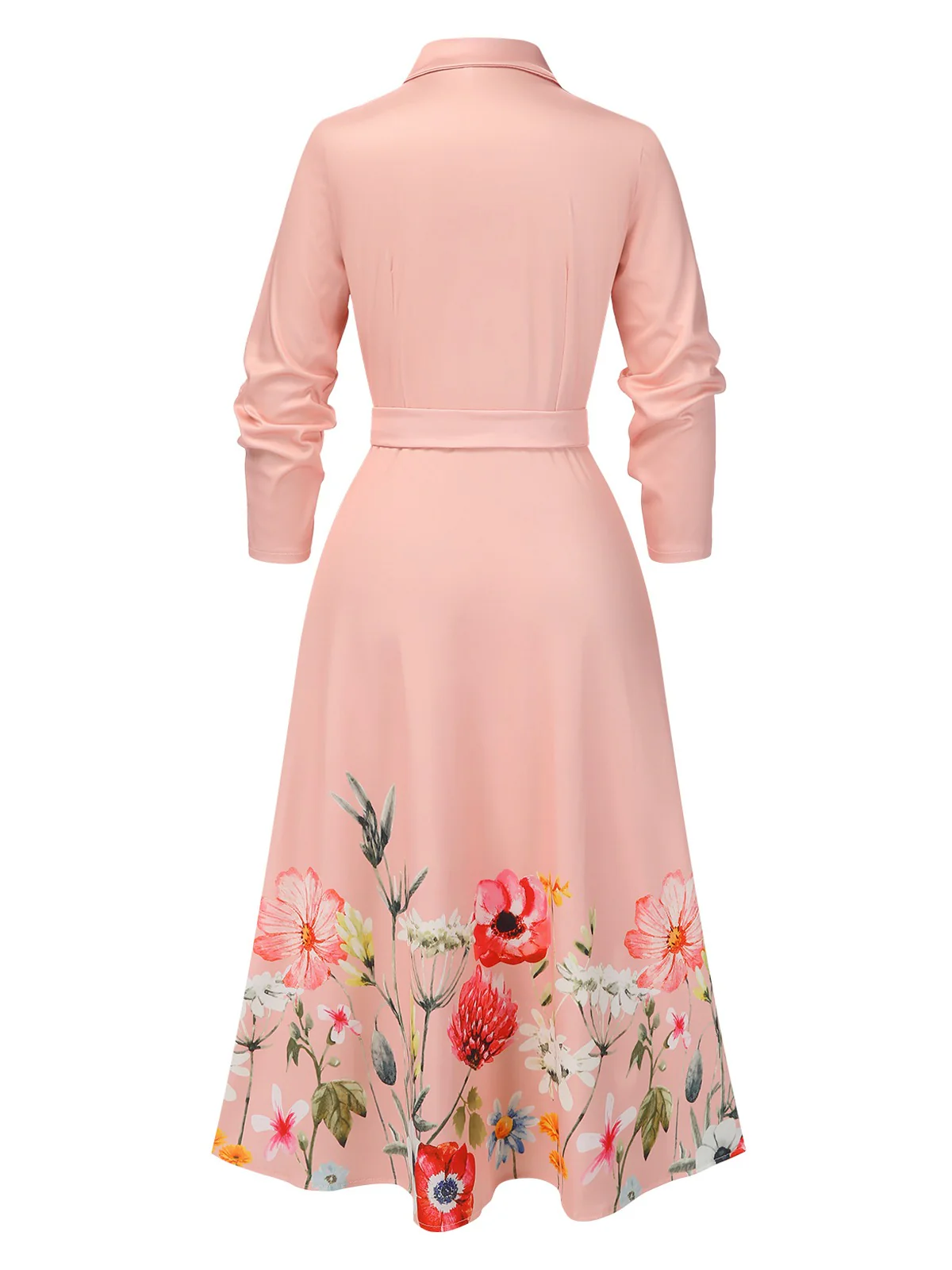 Pink 1940s Floral Tie-Up Blazer Dress - Image 3