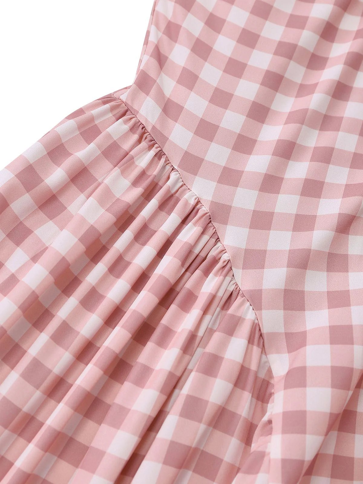 Pink 1940s Gingham V-Neck Sleeveless Flared Maxi Dress - Image 5