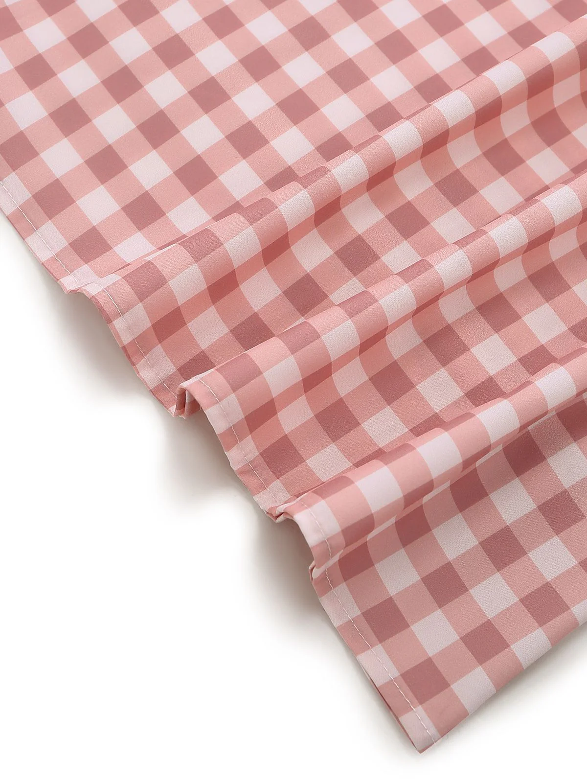 Pink 1940s Gingham V-Neck Sleeveless Flared Maxi Dress - Image 6