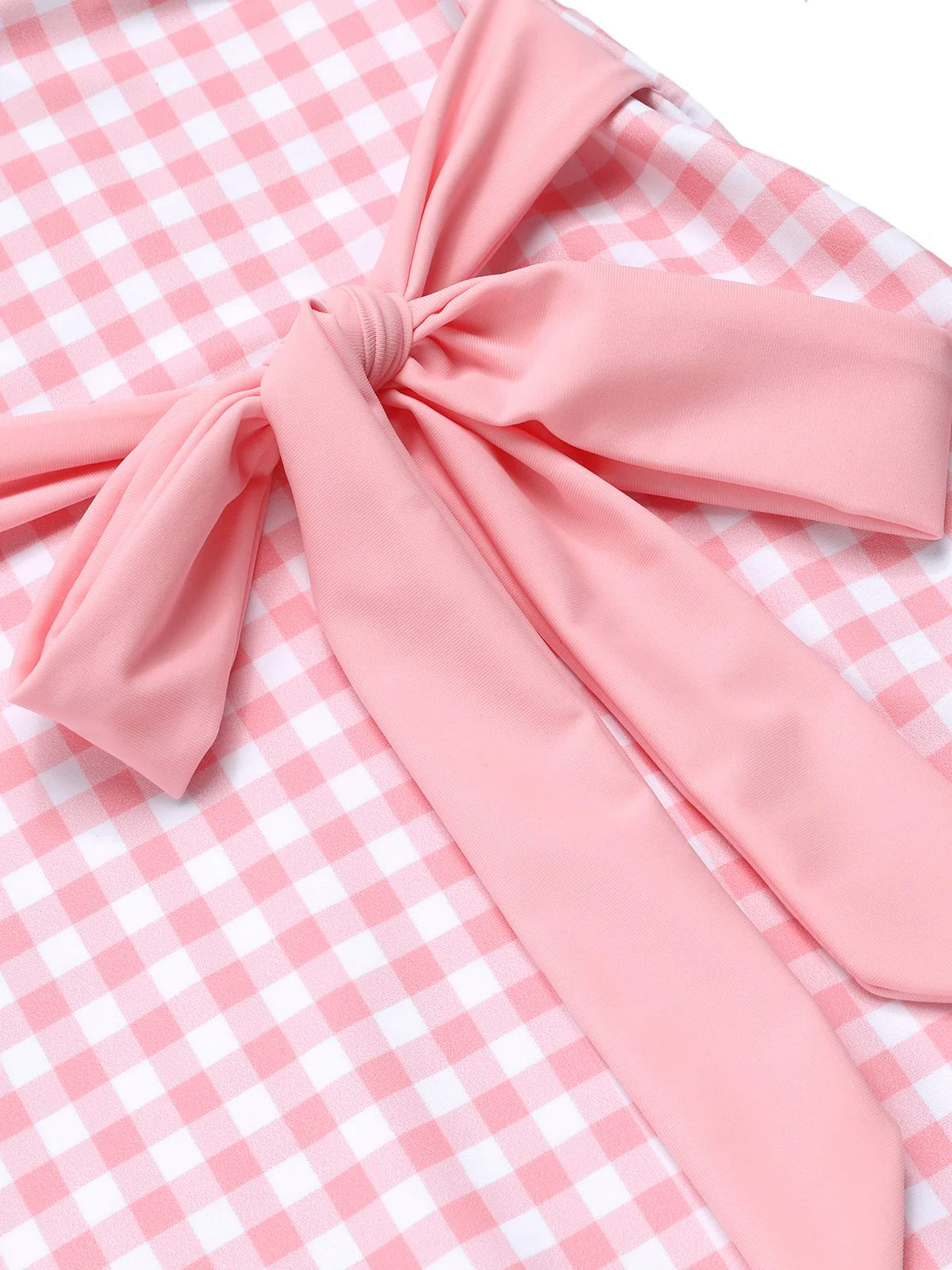 Pink 1940s Plaid Halter One-Piece Swimsuit - Image 6
