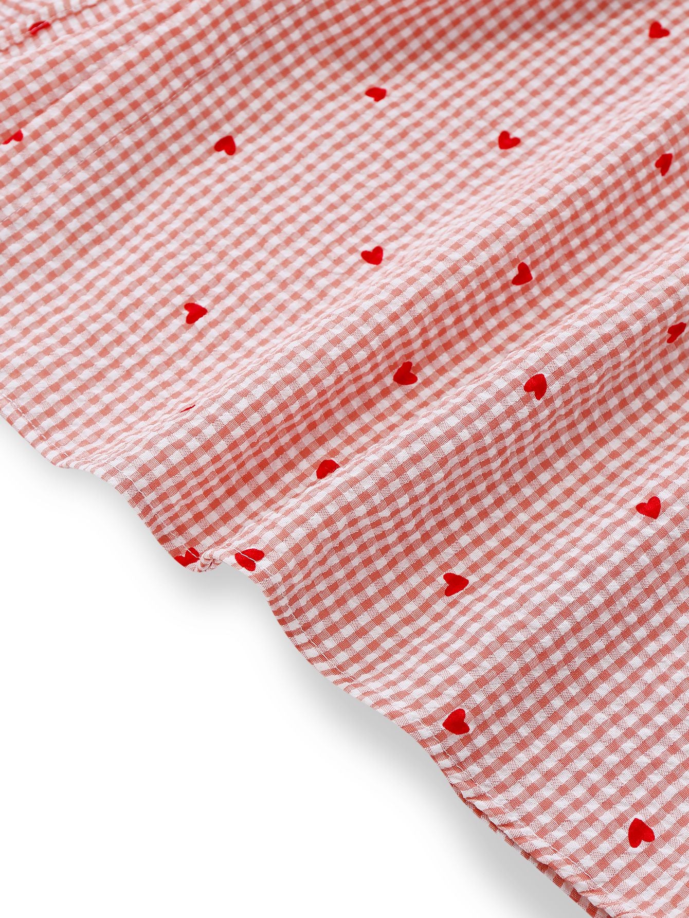Pink 1940s Plaid Heart Lantern Sleeve Belted Dress - Image 7